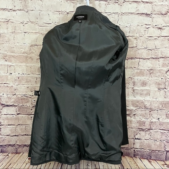 Express Gray Stretch Button Front Lined Blazer NWOT - Picture 7 of 10